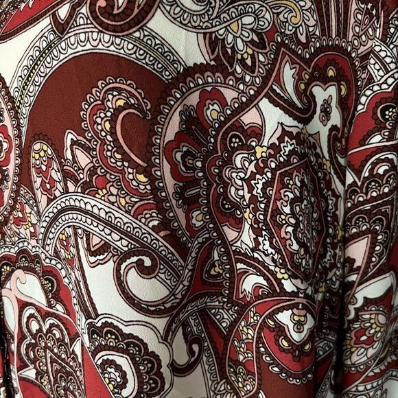 Chico’s Fall Rust/Cream Paisley Medallion Long Sleeve Blouse Size 2 - Picture 5 of 11